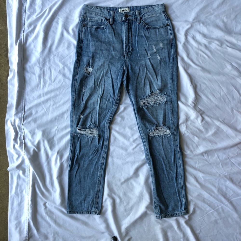 JBD “just black denim” Distressed Boyfriend Jeans